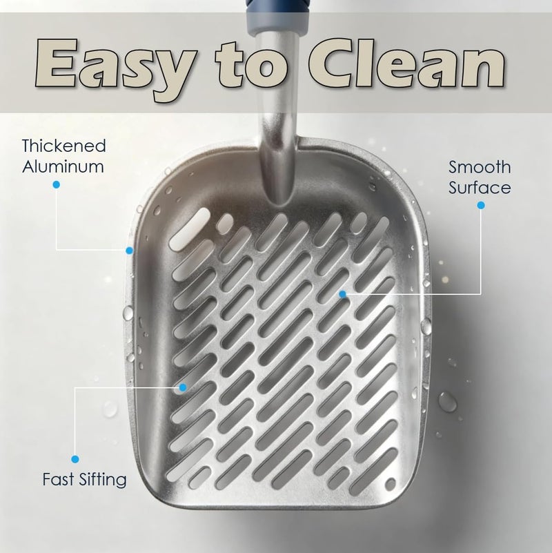 Vitisyao Heavy-Duty Metal Cat Litter Scoop with Holder, Aluminum Cats Litter Scooper Captures All Clumps, Kitty Metal Scooper and Holder (White) - Image 4